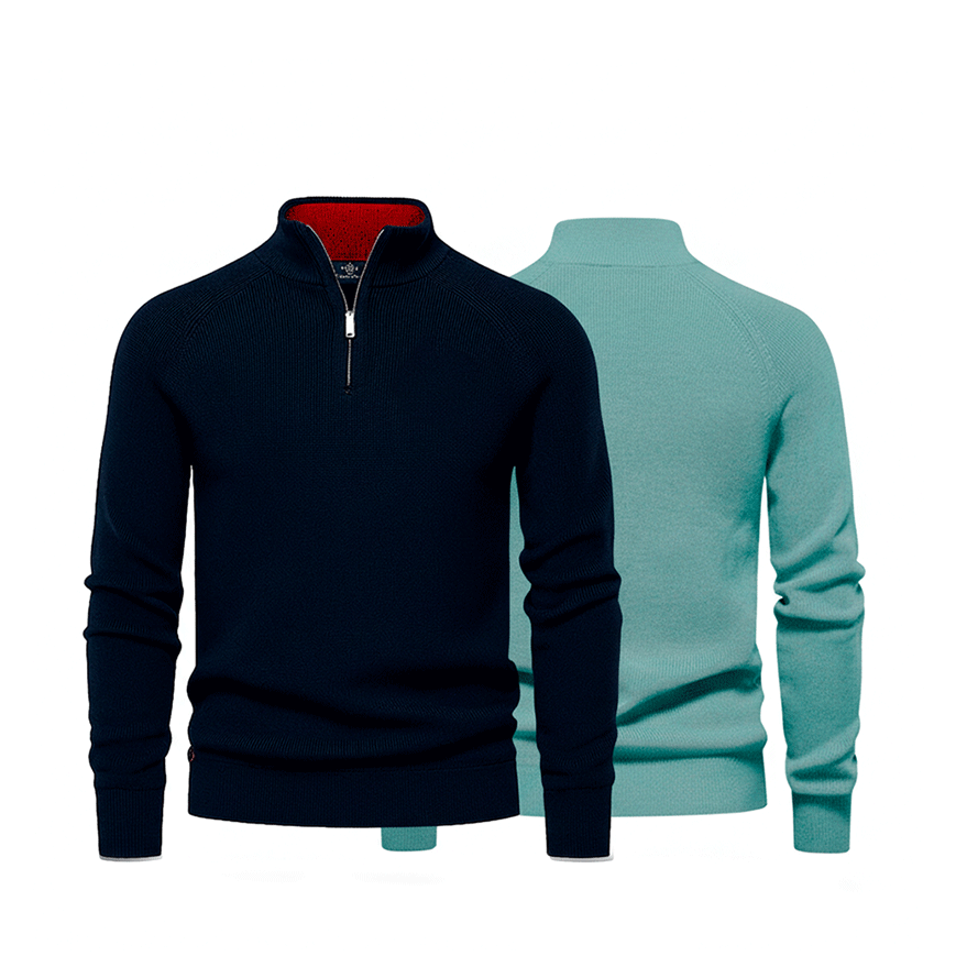 Zipped Collar Sweater R&L + Free Watch